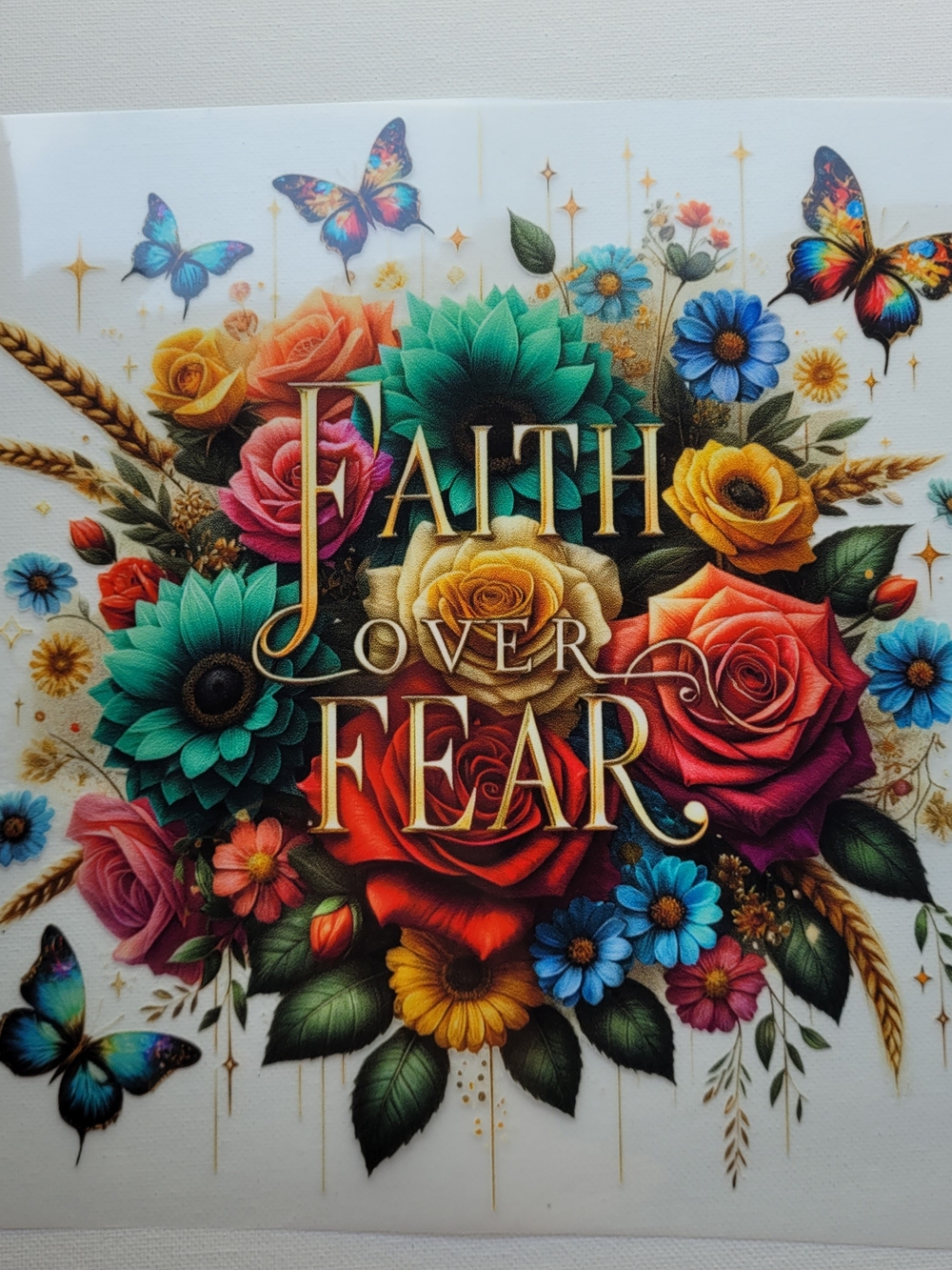 DTF Heat Transfer - Faith Over Fear Floral